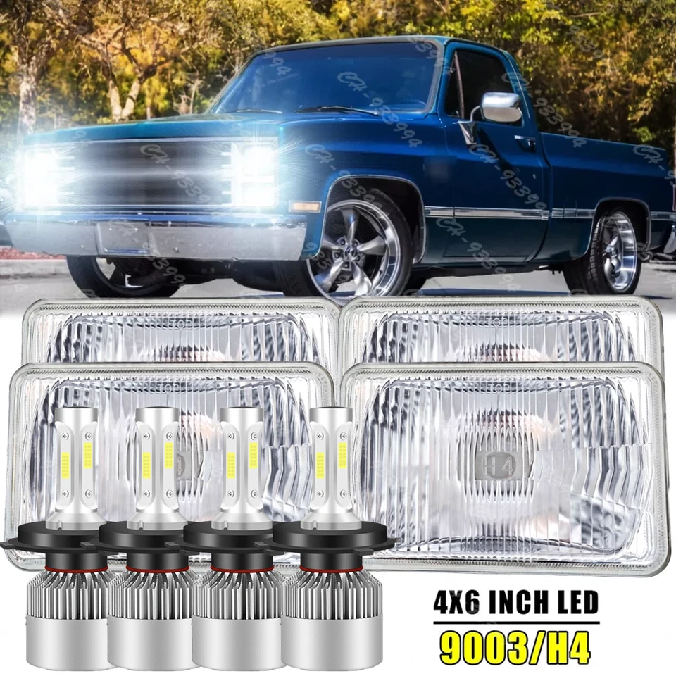 4PCS " LED Headlights Hi/Lo Beam H4 Fit Chevrolet K1500 1988 1989 1990 1991 - Image 1 of 4