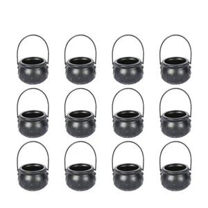 12PCS Halloween Witch Pot Plastic Witch Cauldron Black Candy Holder4446 - Picture 1 of 7