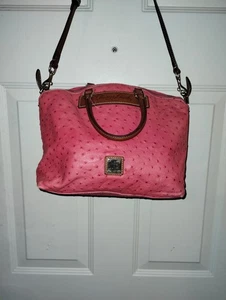Dooney & Bourke Handtasche rot Straußenprägung Florentiner Vacchetta Leder Umhängetasche - Bild 1 von 21