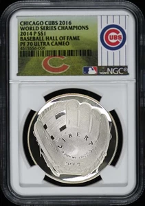 2014 P BASEBALL HALL OF FAME CHICAGO CUBS S$1 NGC PR70DCAM - Picture 1 of 2