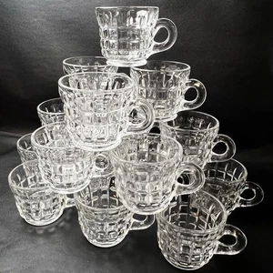 Set of 16 Tiffin-Franciscan Square Diamond Cubist Clear Small Punch Cups EUC - Picture 1 of 9