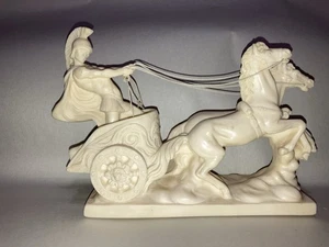 A.Santini Classic Figure Roman Gladiator Horse Chariot Sculpture Alabaster Italy - Picture 1 of 8