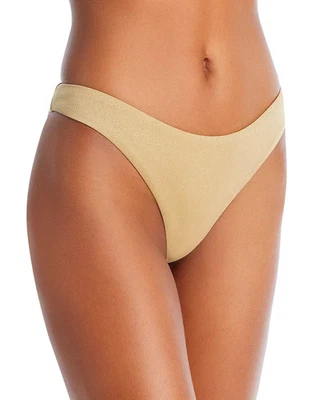 Parte inferior completa de bikini Aqua Swim metálica básica, dorada, S, M, L Foto 1 de 4