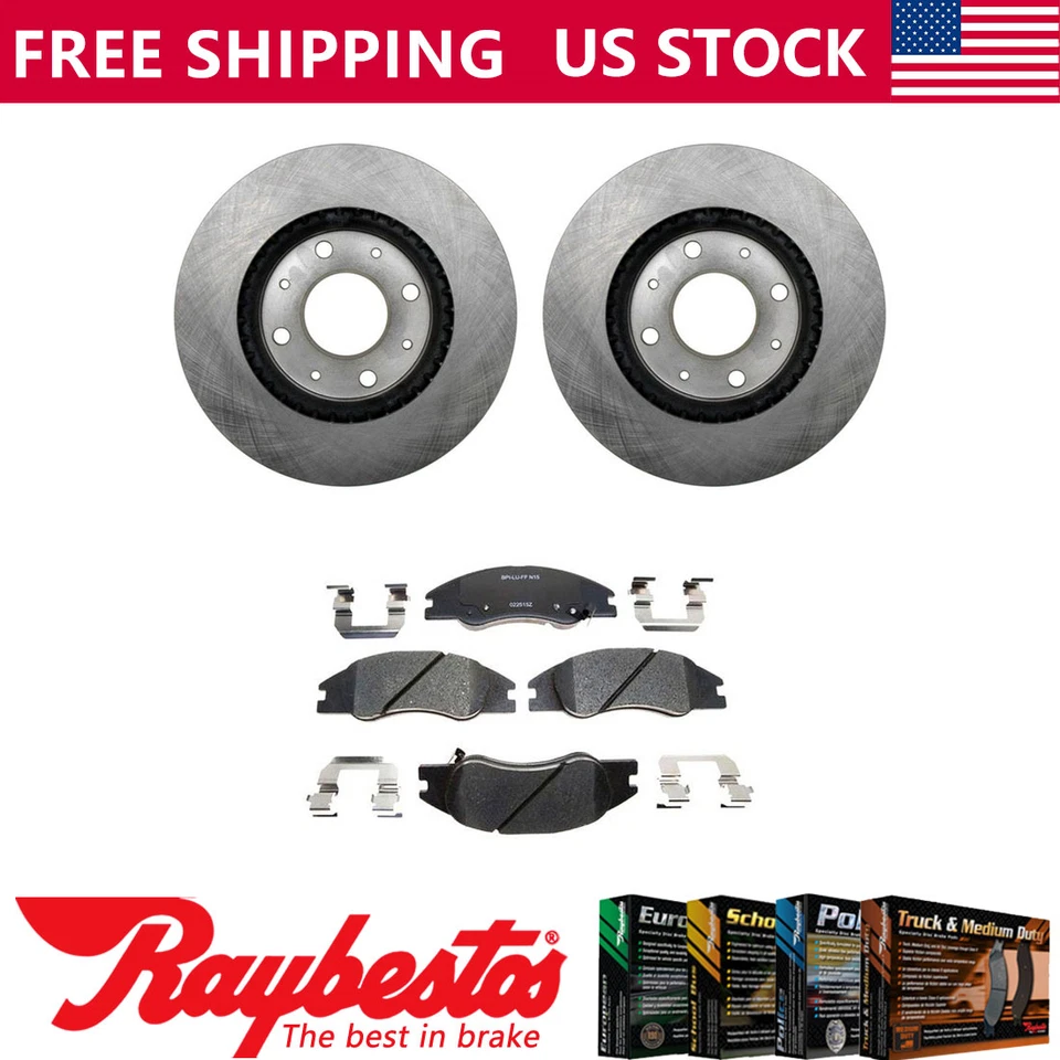 Kit de rotores de freno delanteros + pastillas de cerámica y herrajes para Kia Spectra 2004-2009 Foto 1 de 4