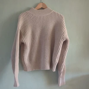 Uniqlo Light Coloured Rib Knit Jumper 5% Wool Long Sleeve UK S - Picture 1 of 24