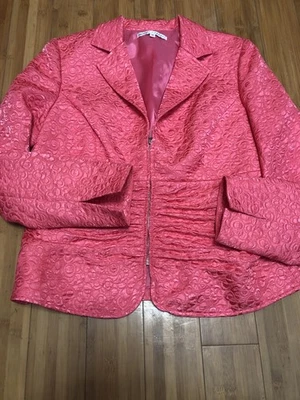 Chaqueta Blazer Maggy London Para Mujer Rosa Cremallera Frontal Noche Formal Talla 14 Foto 1 de 4