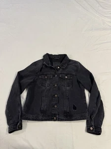 BBJ Los Angeles schwarze Denim Jeansjacke Distressed Damengröße Large - Bild 1 von 16