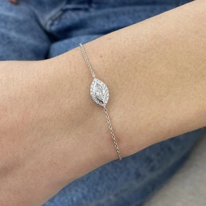 Marquise Lab-Created Diamond Chain Bracelet 0.40ct F/VS 14K White Gold - Picture 1 of 6