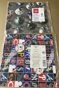 Vintage RETRO Ambassador NFL and MLB LOGOS Gift Wrap Wrapping Paper NEW Packs! - Picture 1 of 3
