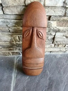 Escultura hawaiana tribal de colección de la isla del Pacífico tallada a mano Ironwood Tiki 15 pulgadas - Imagen 1 de 11