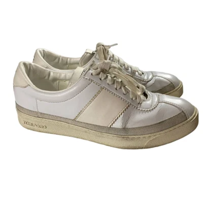 Tom Ford Leather White Stripe Fashion Sneakers Women's Size 38 - Image 1 of 4