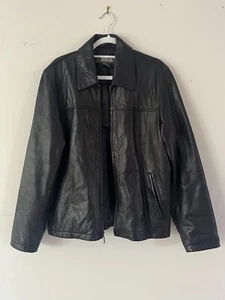 KENNETH COLE Reaction Mens-M Black Softshell Leather Jacket Full Zip - Picture 1 of 9