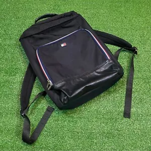 Tommy Hilfiger Logo Laptop Case Backpack Black Leather / Canvas - Picture 1 of 12