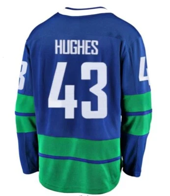 Men Vancouver Canucks Quinn Hughes Fanatics Blue 3rd Alternate Breakaway Jersey - Image 1 of 2