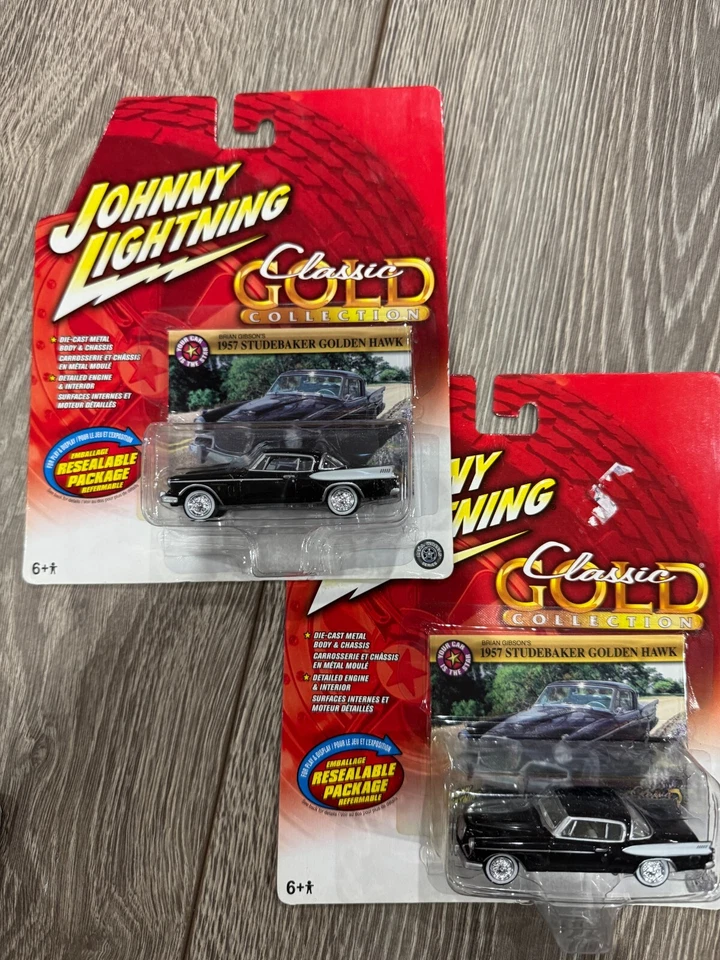 Johnny Lightning Classic Gold 1957 Studebaker Golden Hawk White Lot of 2 NEW - Image 1 of 1