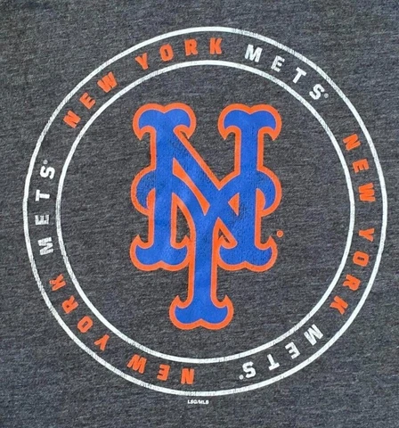 Fanatics New York Large Logo Mets Gray Mens MLB 3/4 Sleeve  T-shirt  2XL XL L M Cover