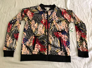 NWT Ideology Tween Girls Printed Bomber Jacket black floral Zip Up top size L14 - Picture 1 of 6