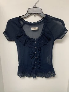 Abercrombie Kids Sheer Blouse-Small- Navy Blue - Picture 1 of 16