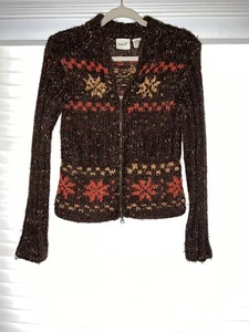 Kenji Wool Blend Sweater Coat Zip Front Size med - Picture 1 of 4