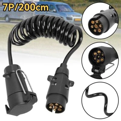 MARKENLOS (无品牌) Verlängerungskabel Anhängerkabel 7 polig 2m Stecker Spiralkabel Anhänger KFZ LKW