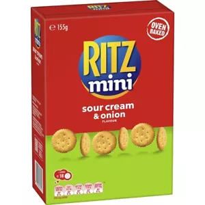 Nabisco Ritz Mini Sour Cream & Onion Crackers Biscuits Pack 155g - Picture 1 of 4