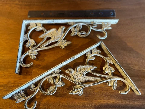 2 Vintage Cast Iron Shelf Brackets Corbels WALL ART Shelf Support Bird Victorian Cover