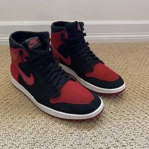 Size 12 - Jordan 1 Retro High OG Flyknit Bred 2017 - No Box - Picture 1 of 7