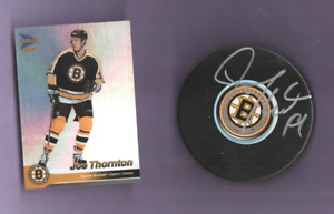 Joe Thornton, Boston Bruins signed hockey puck + hockey card