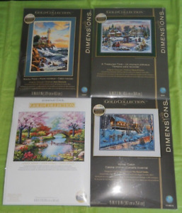 Dimensions Gold Collection cross stitch ROCKY WINTER TREASURED GARDEN  LOT OF 4