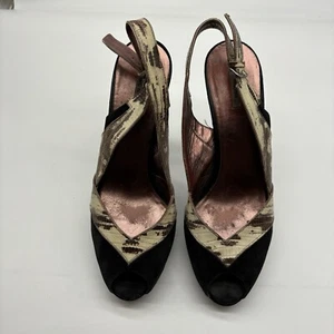 "Bombas de gamuza Miu Miu con cordones negras pitón aguja punta abierta 5"" EU 39" - Imagen 1 de 9