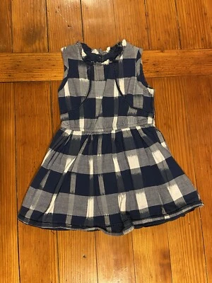 Oshkosh Girls Navy and White Plaid Crochet Lined Sleeveless Sundress Size 2T - Image 1 of 4