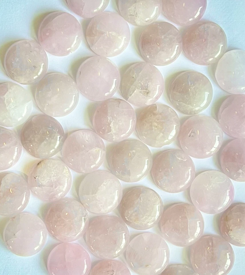 Cabujón redondo de cuarzo rosa 8 piezas Foto 1 de 1