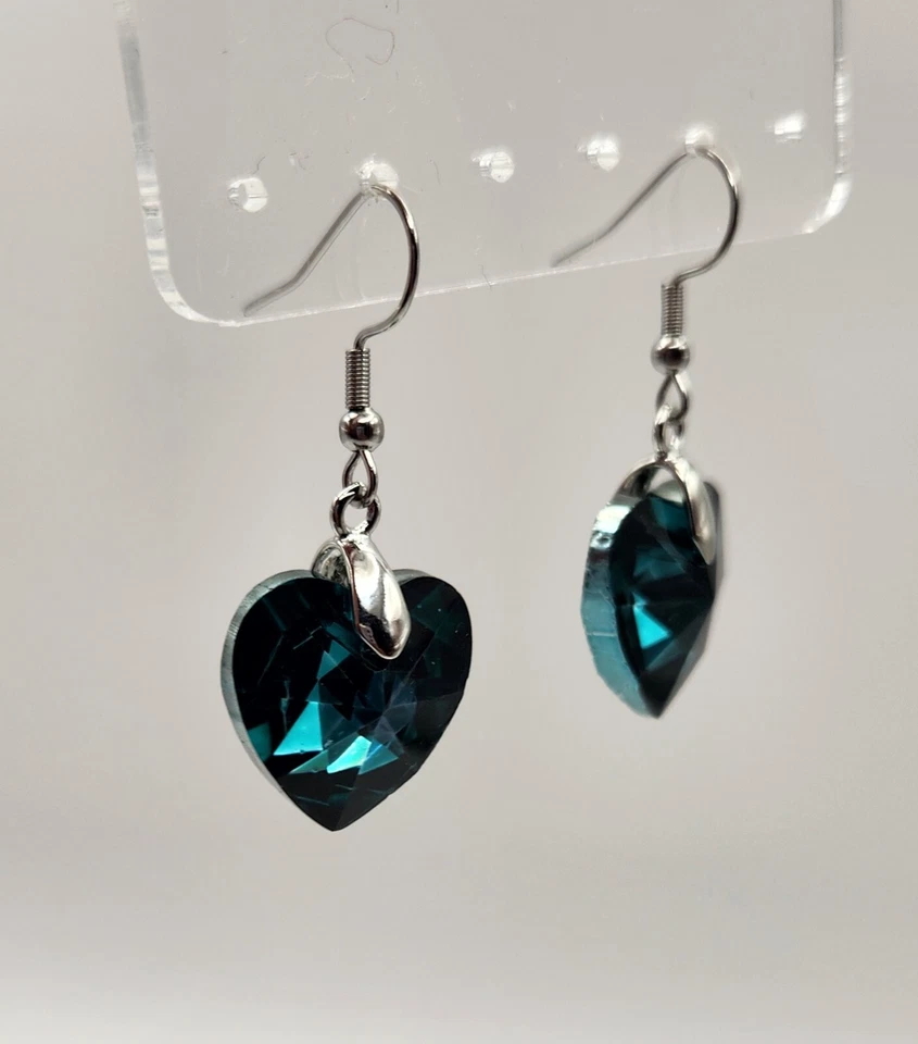 Pendientes colgantes corazón cristal - verde Foto 1 de 1