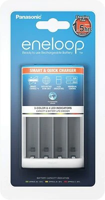 PANASONIC ENELLOP Carica Batterie Rapido Panasonic Eneloop BQ-CC55E 4 canali indipendenti bianco