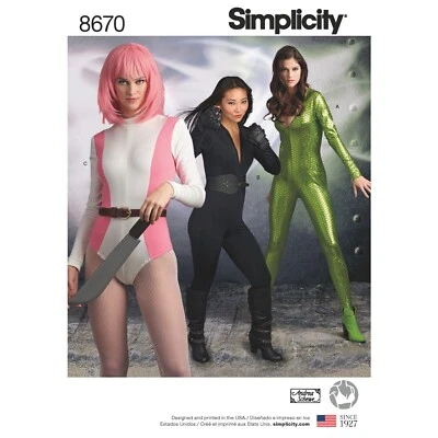 SIMPLICITY 8670 MISSES' COSPLAY COSTUMES Sewing Pattern Sizes 6-14 & 16-24 - Image 1 of 4