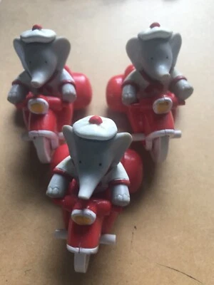 Vintage 1990 Rare Arby’s Babar red Tricycle Set Of 3 - Image 1 of 2