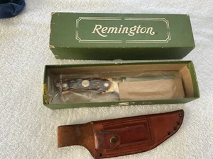 VINTAGE REMINGTON UMC ONE R6 SKINNER MESSER MIT SCHEIDE UND STEIN IN OVP - Bild 1 von 24