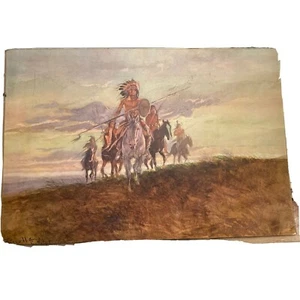 "Soldado de la naturaleza" indio 1903 estampado CM Russell a bordo - Imagen 1 de 7