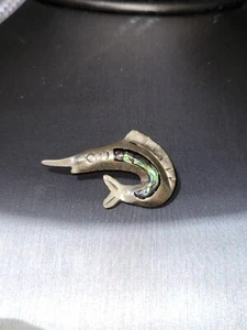 Vintage Abolene Alpaca Mexico Sterling Silver Marlin Fish Pin - Picture 1 of 6