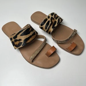 Kurt Geiger London Womens Dawn Leopard Print Leather Slides Sandals EU 38 US 7.5 - Picture 1 of 7