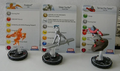 MARVEL HEROCLIX "AVENGERS" 3X LE FIGURES W/CARDS SILVER SURFER; FIRELORD; TERRAX - Image 1 of 4