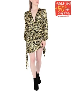 RRP€715 LANEUS Satin Mini Dress IT42 US6 UK10 M Silk Blend Leopard Print V-Neck - Picture 1 of 6