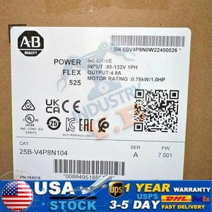 NEW Allen Bradley 25B-V4P8N104 PowerFlex 525 AC Drive 0.75kW 1Hp 25BV4P8N104 - Picture 1 of 10