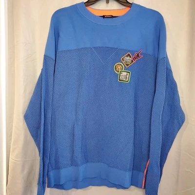 Vintage Diesel Mens Blue Crew Neck Long Sleeve Pullover Knit Sweater Patches - Image 1 of 4