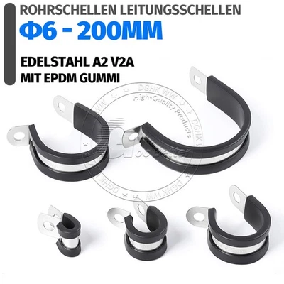 Rohrschellen Leitungsschellen Schlauchschellen mit Gummi 5mm - 200mm DIN 3016 - Bild 1 von 4