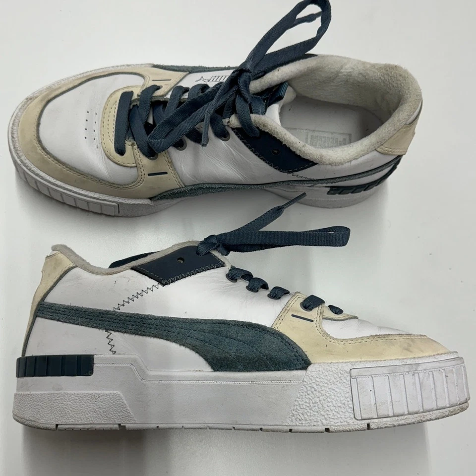 彪马运动鞋女式 9.5 白色蓝色 Cali 运动磨砂远足鞋 380948-02 — 第 1/4 张图片