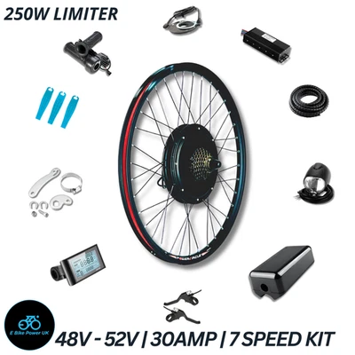 E Bike Conversion Kit 27.5" Rear Motor 7 Speed Freewheel 250W Mode 30A Sinewave - Image 1 of 4
