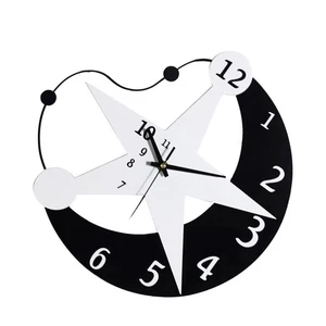 Wooden Modern Moon Stars Fashion Salon Clocks Silent Wall Clock House Mute - Picture 1 of 11
