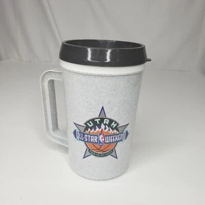 Vtg 90s 1993 All Star Weekend Utah Plastic Mug with Lid Thermal 7" Tall AT&T SGA - Picture 1 of 4