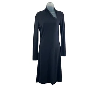 MaxMara Italy Midi Dress Women's Size 38 Black Wool Viscose Long Sleeve Mock - Picture 1 of 13